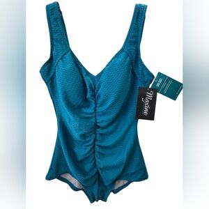 Maxine of Hollywood Teal Textured One Piece Swimsuit